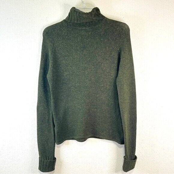 STUDIO Y Turtleneck Sweater Wool Blend‎ Sz S Olive Minimalist Outdoor Cabincore - Picture 3 of 12